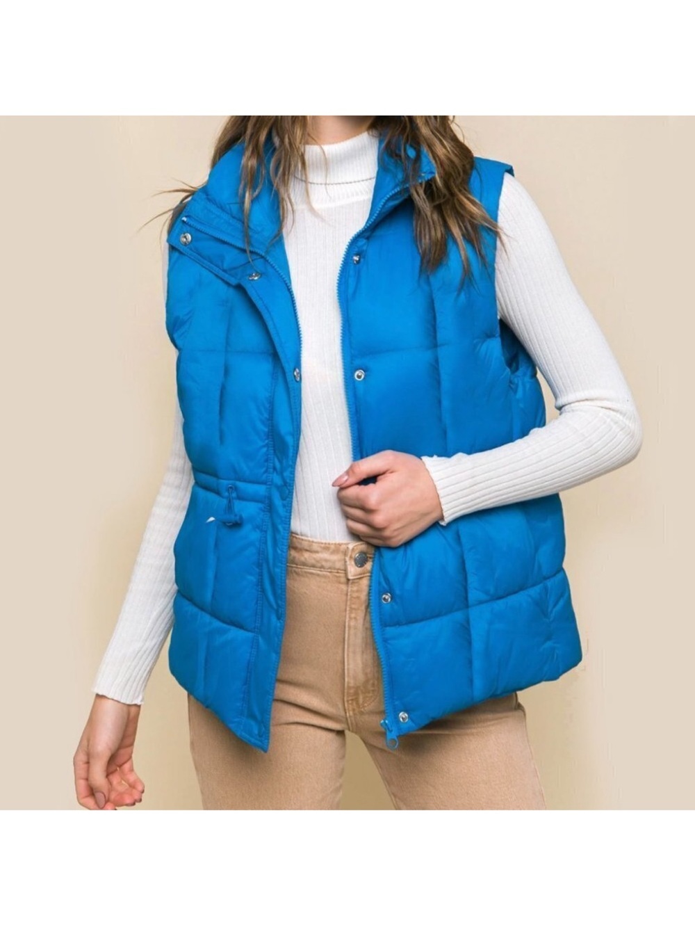 Lands' End Bright Blue Quilted Puffer Vest